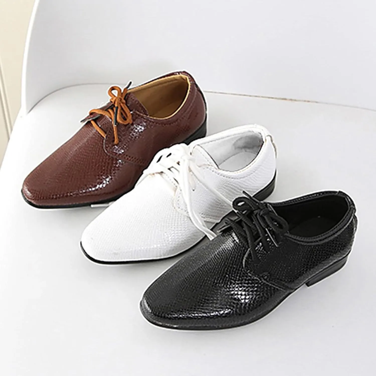 Boys Girls Dress Shoes Loafer Wedding Shoes Classic Lace-Up Oxfor𝐝 Casual Dress Formal Shoes for Toddler and Baby