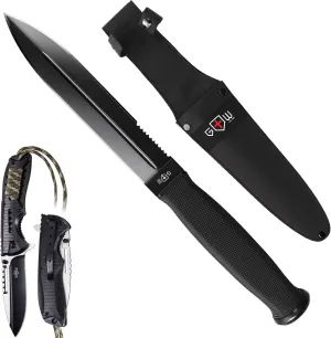 Bundle of 2 Items - Pocket Knife - Survival Military Foldable Knife - Best Outdoor Camping Hunting Bushcraft EDC Folding Knife - Knife with Serrated Blade - Best EDC Survival Camping Hiking Military