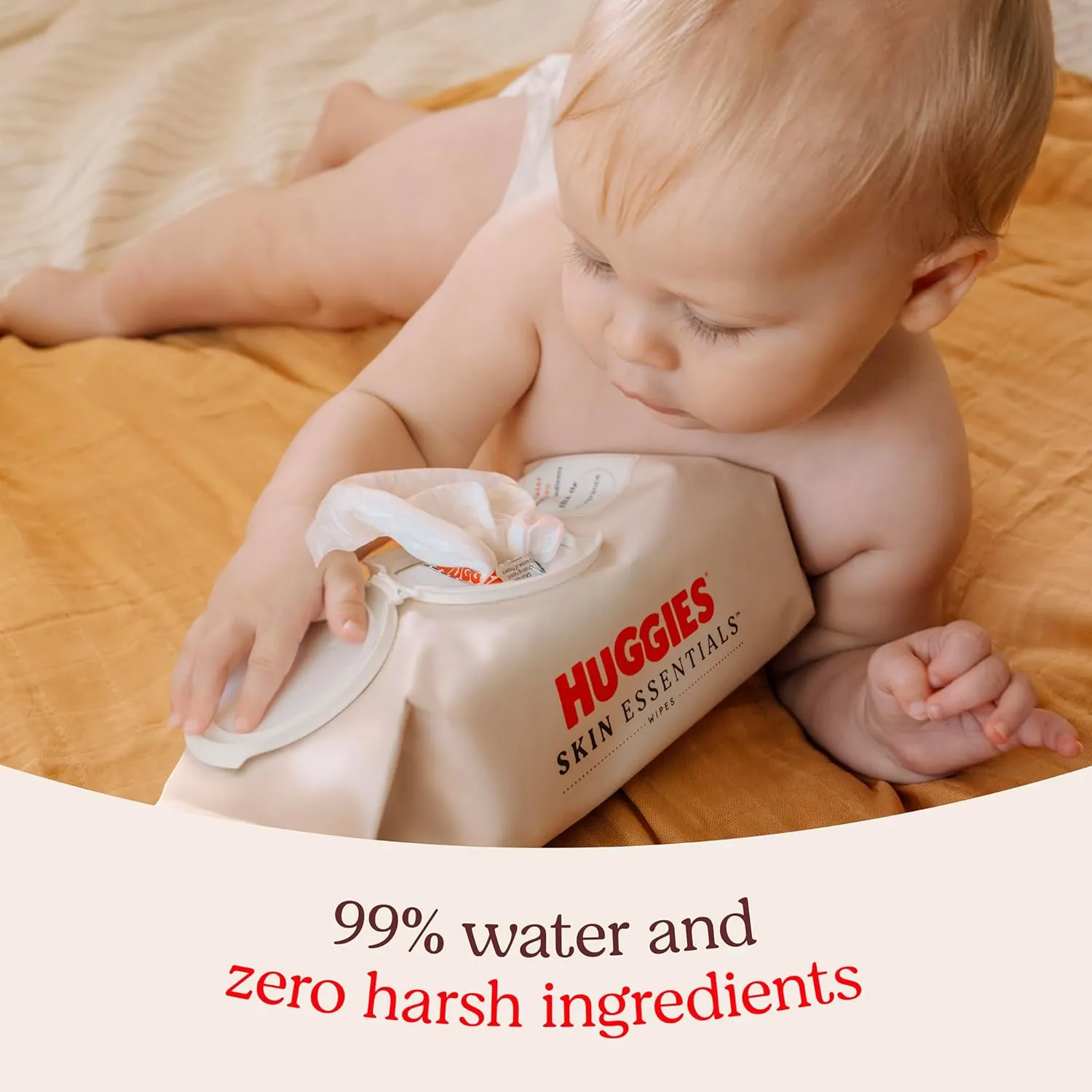 Bundle of Huggies Size 1 Diapers, Skin Essentials Baby Diapers, Size 1 (8-14 lbs), 198 Count (3 Packs of 66)   Huggies Skin Essentials Baby Wipes,99% Water, 6 Flip Top Packs (336 Wipes Total)