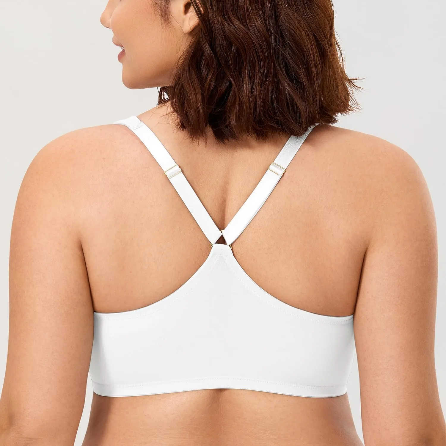 CALVENA Women's Racerback Front Closure Bra Plus Size Full Coverage Underwire Bras