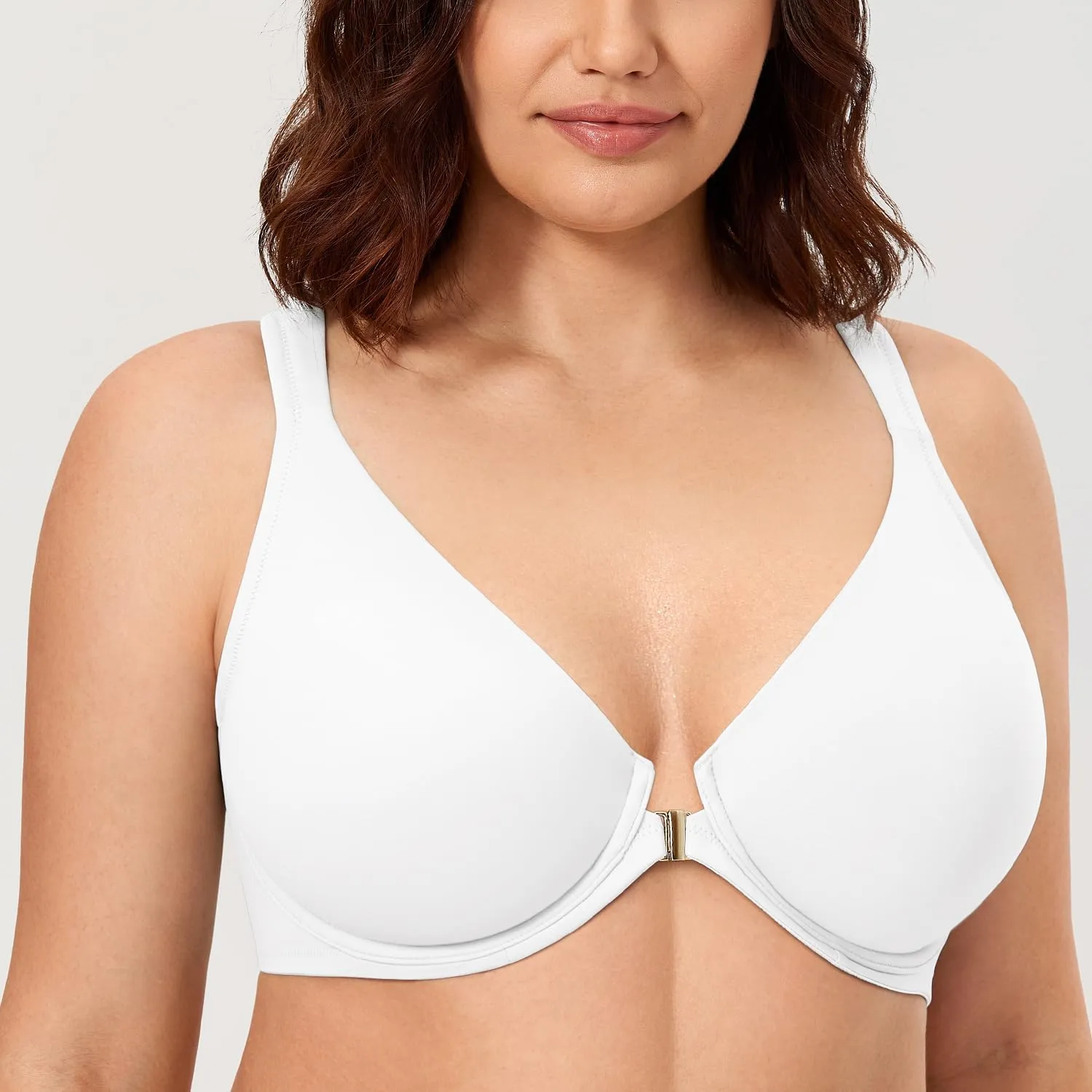 CALVENA Women's Racerback Front Closure Bra Plus Size Full Coverage Underwire Bras