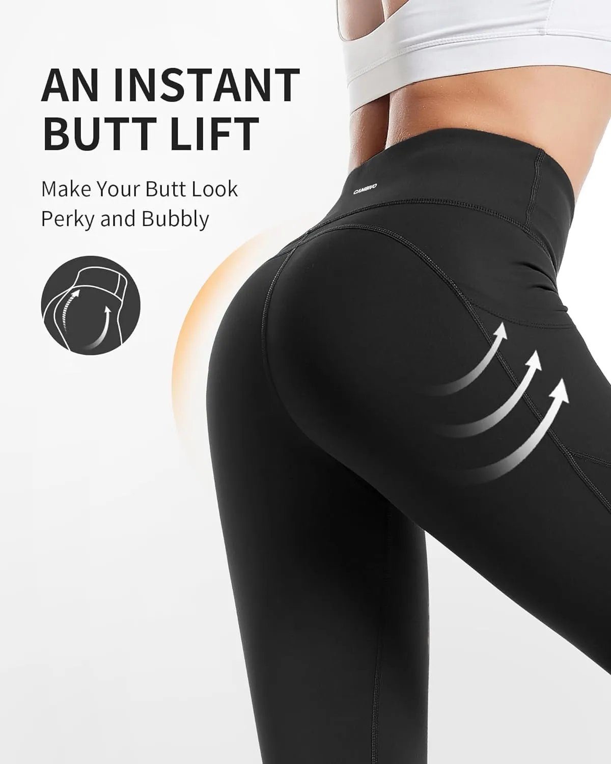 CAMBIVO Yoga Pants with Pockets for Women, High Waisted Women's Workout Leggings, Non See Through and 4 Way Stretch Pants