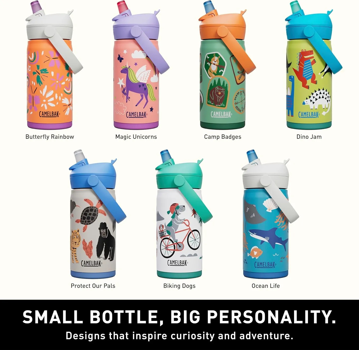 CamelBak Thrive Flip Straw Kids Bite Valve Insulated Stainless Steel Water Bottle Protect Our Pals, 12oz