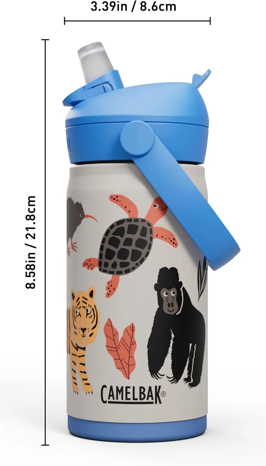 CamelBak Thrive Flip Straw Kids Bite Valve Insulated Stainless Steel Water Bottle Protect Our Pals, 12oz