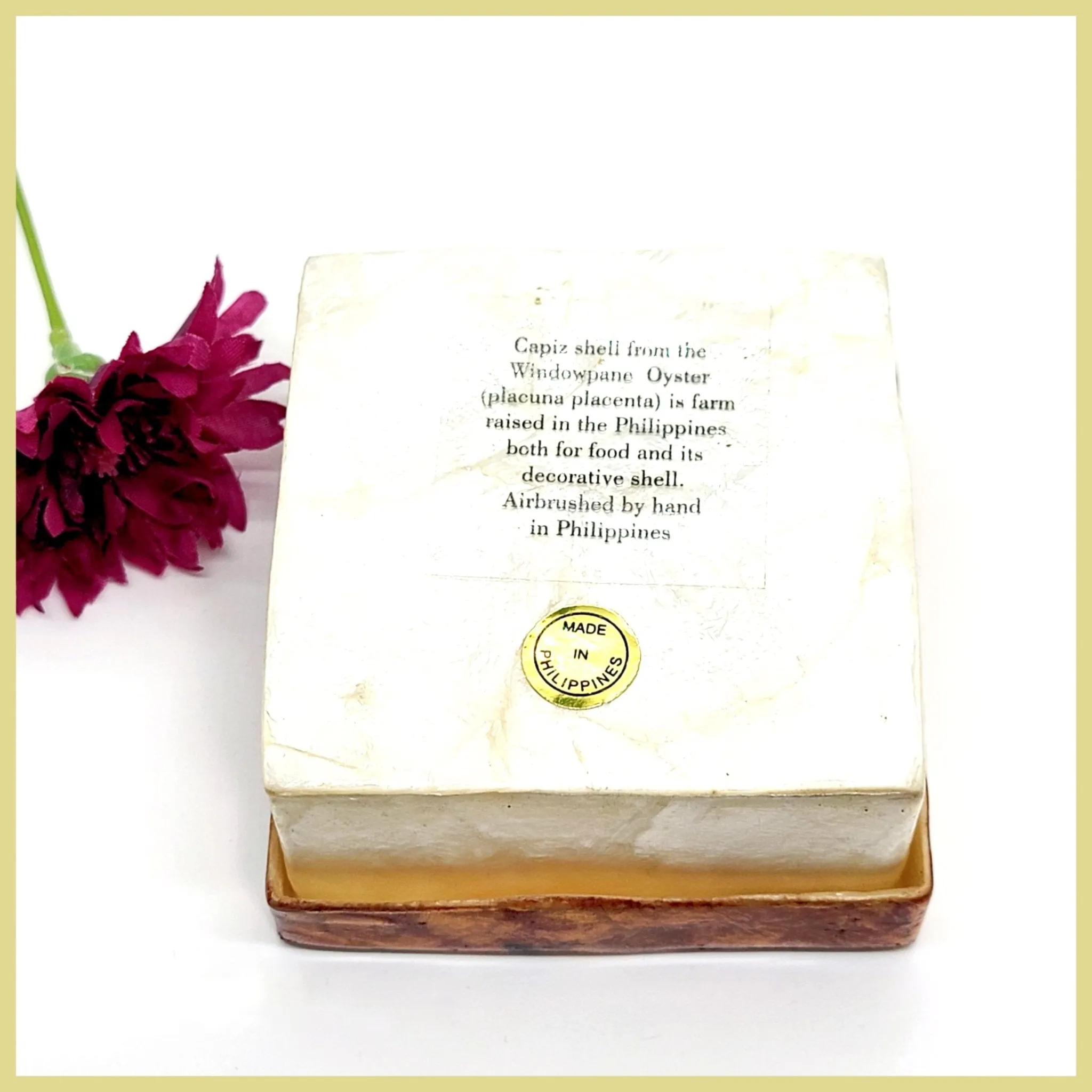 Capiz Shell Painted Trinket Box - Daisies