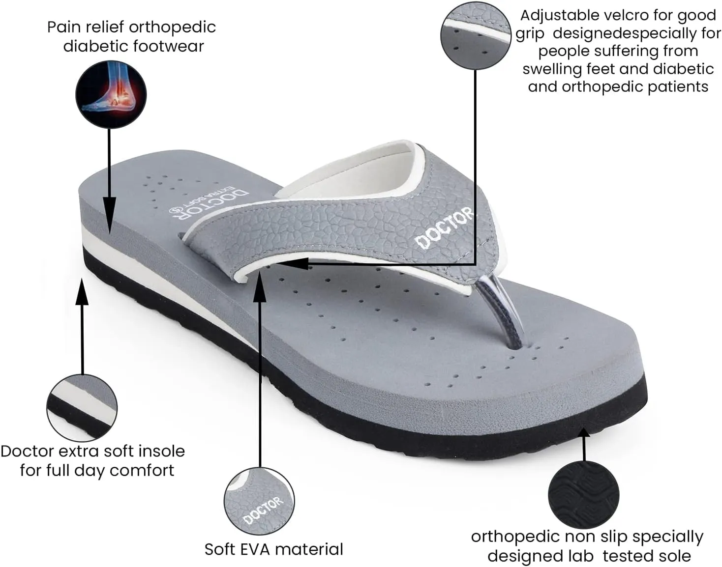 Care Diabetic Orthopedic Pregnancy Flat Super Comfort Dr Flipflops and House Slippers For Women's and Girl's D-18