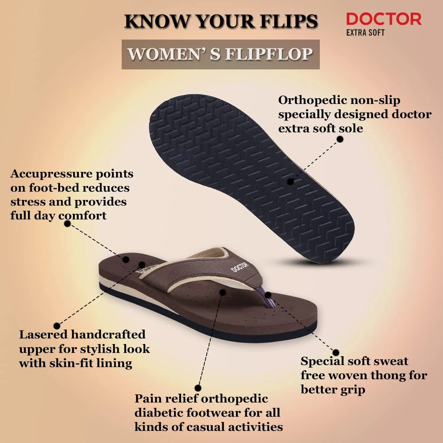 Care Diabetic Orthopedic Pregnancy Flat Super Comfort Dr Flipflops and House Slippers For Women's and Girl's D-18