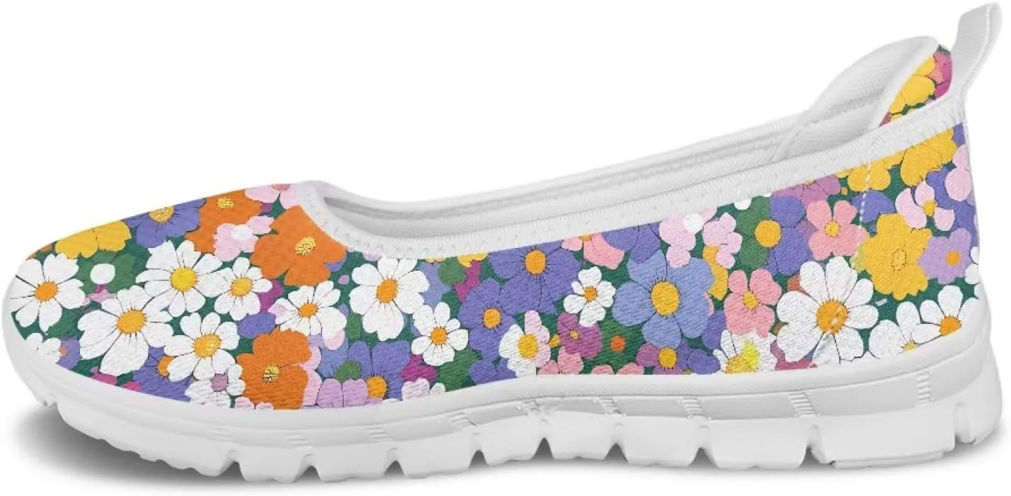 Casual Shoes for Women Slip On Comfortable Loafers Lightweight Wide Toe Art Printed Low-top Travel Walking Shoes SizeUS 6-11