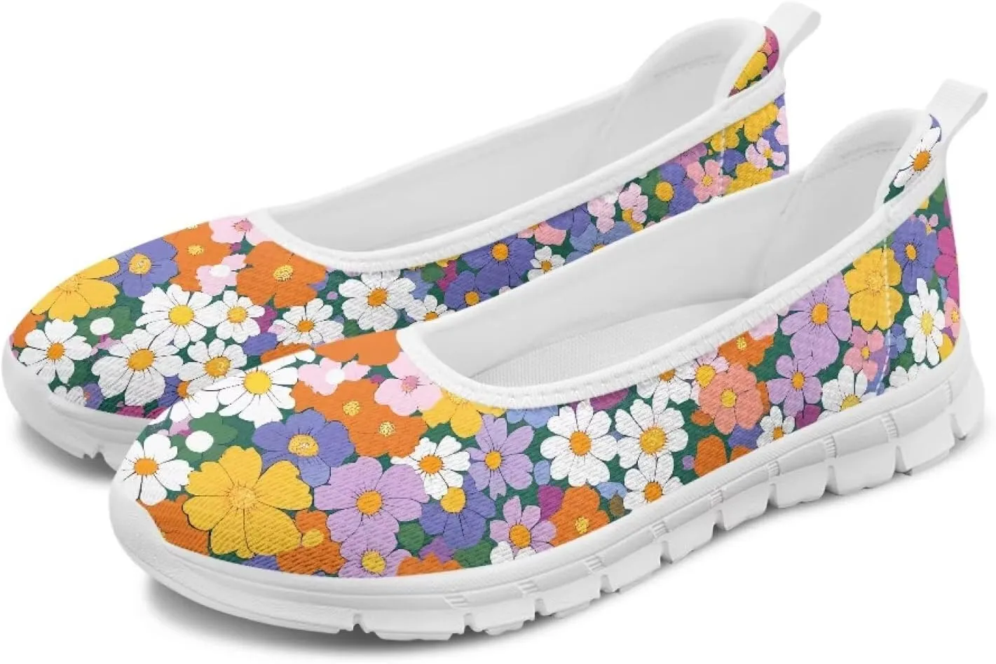 Casual Shoes for Women Slip On Comfortable Loafers Lightweight Wide Toe Art Printed Low-top Travel Walking Shoes SizeUS 6-11