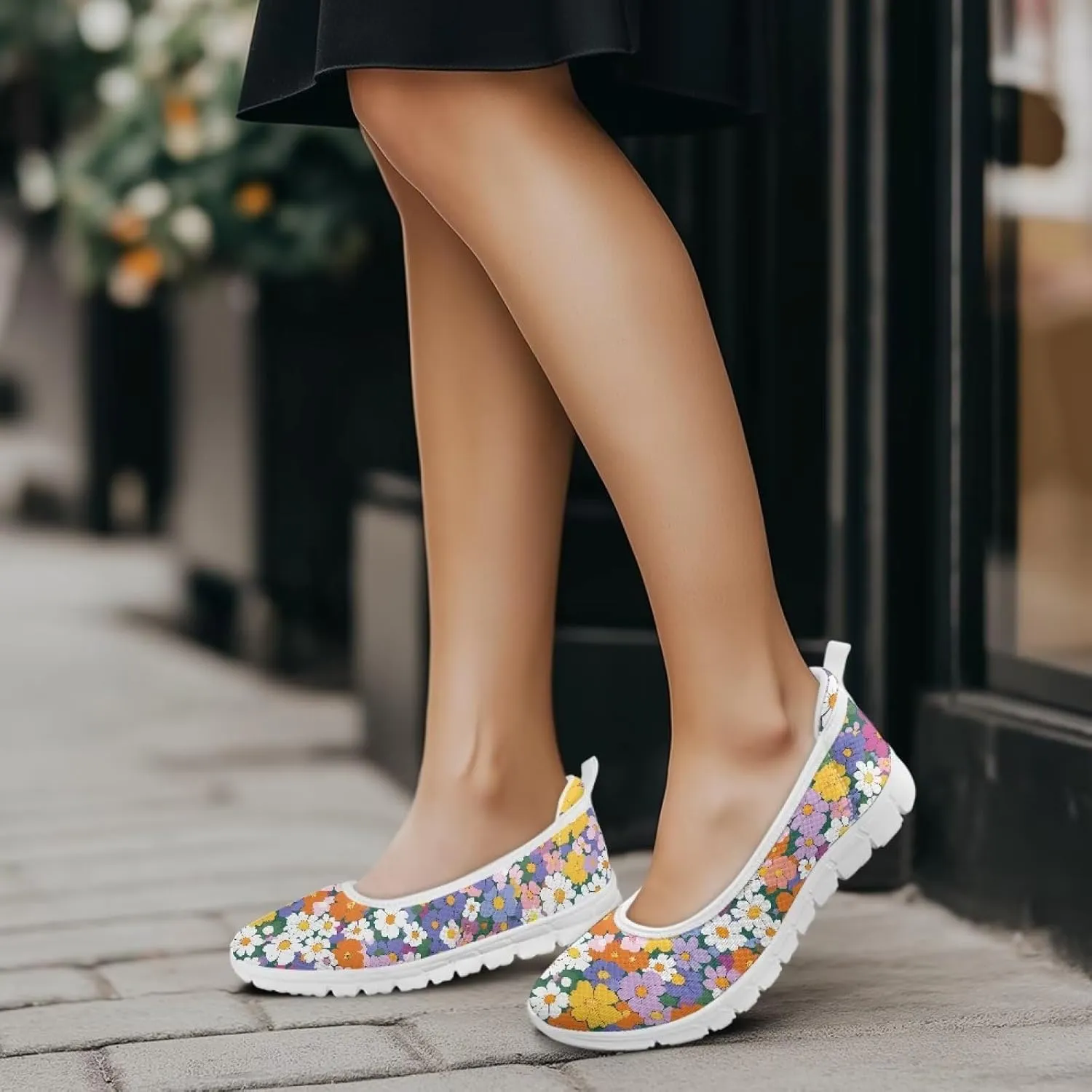 Casual Shoes for Women Slip On Comfortable Loafers Lightweight Wide Toe Art Printed Low-top Travel Walking Shoes SizeUS 6-11