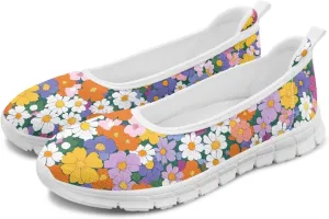 Casual Shoes for Women Slip On Comfortable Loafers Lightweight Wide Toe Art Printed Low-top Travel Walking Shoes SizeUS 6-11