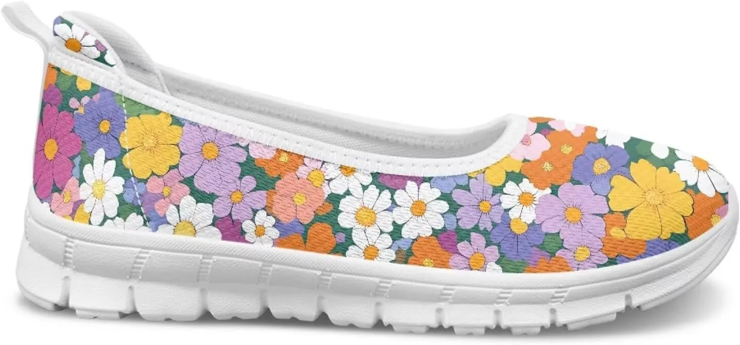 Casual Shoes for Women Slip On Comfortable Loafers Lightweight Wide Toe Art Printed Low-top Travel Walking Shoes SizeUS 6-11