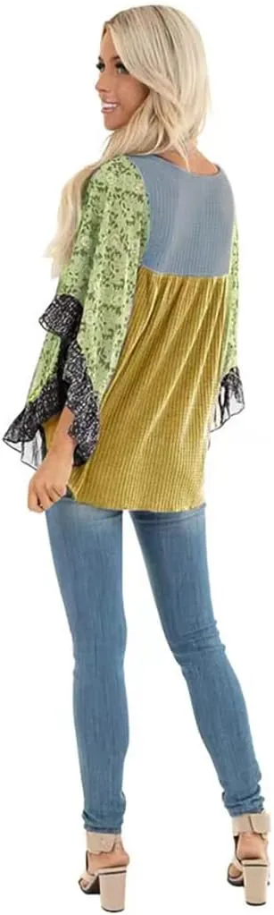 CASURESS Womens Floral Printed 3 4 Sleeve Shirt Batwing Loose Tops Blouses Pullover