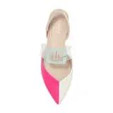 Cecelia Neon Pink Alabaster Pointed Clear Slingback Flat