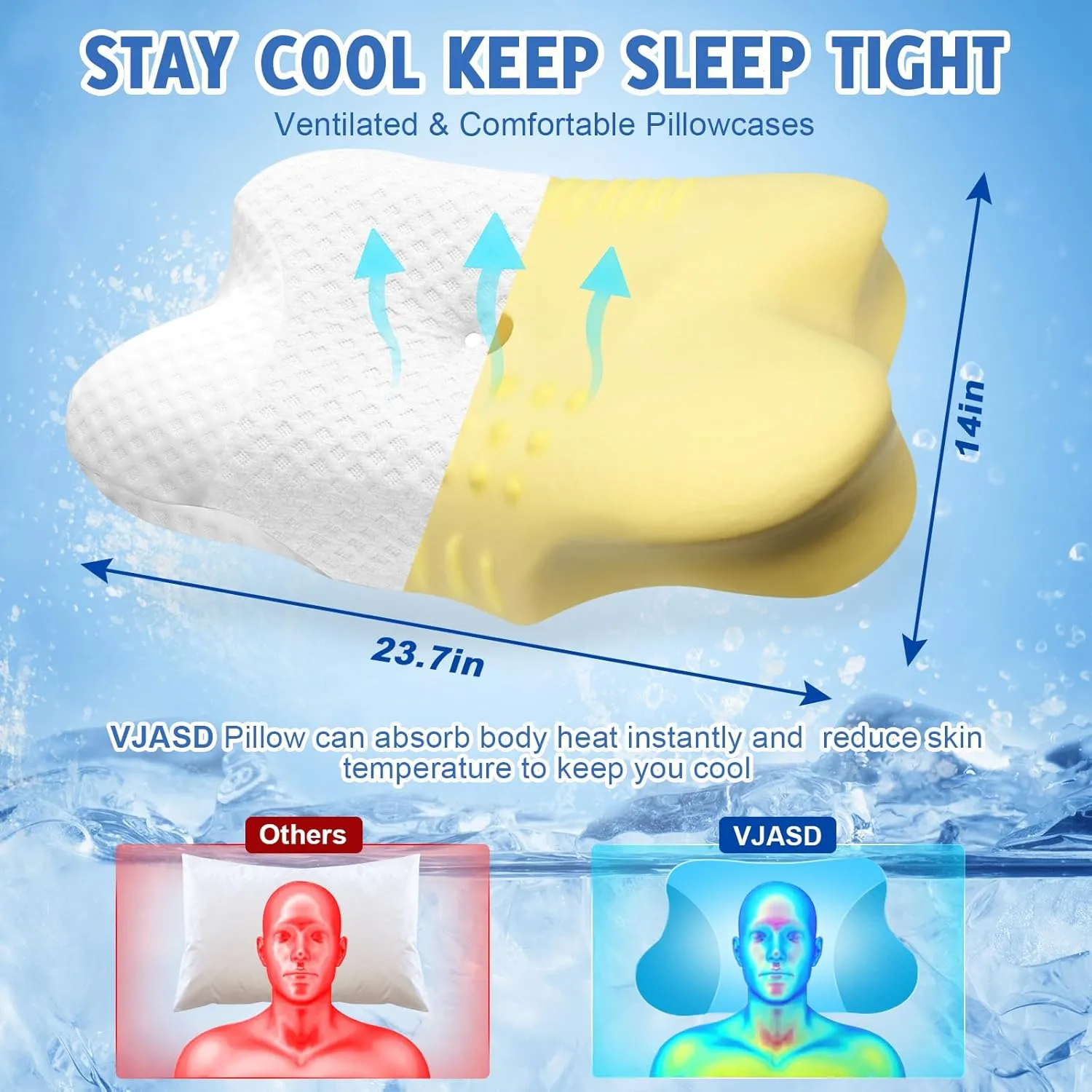 Cervical Neck Pillows with Memory Foam - Neck Pillows for Pain Relief Contour Memory Foam Pillows Ergonomic Neck Support - Adjustable Orthopedic White Bed Pillows for Sleeping