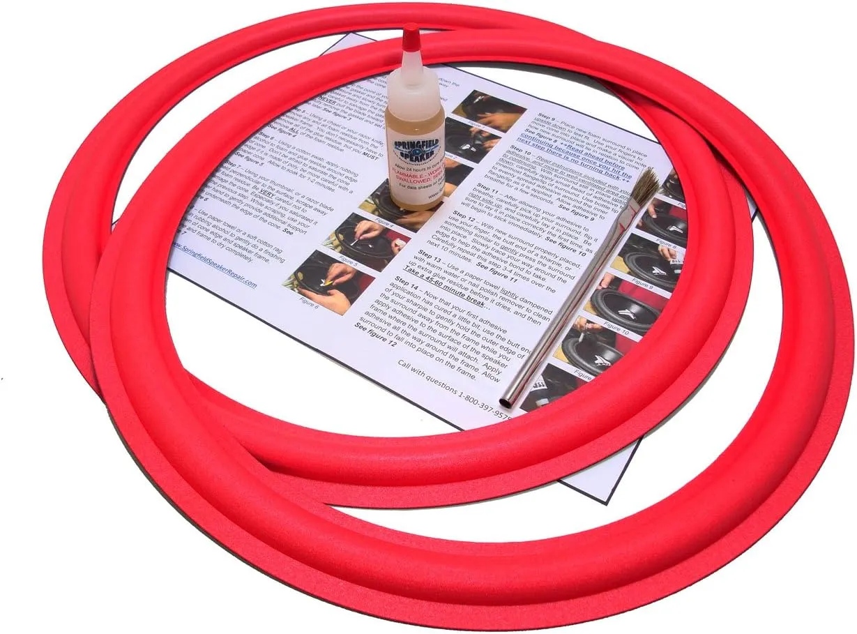 Cerwin Vega 15" Flat Attach Speaker Foam Surround Edge Repair Kit - 2 Speaker Kit - Compatible with Cerwin Vega D-9, DX-9, 152-WR, 15W-4, 15W-6, 154W, 154WT, 15W5, 215-R, 217-R, 316-R, Many More