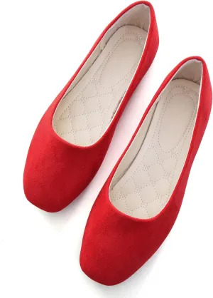 ChaiRong Zhou Women Square Toe Ballets Flats Comfort Slip On Walking Shoes for Driving