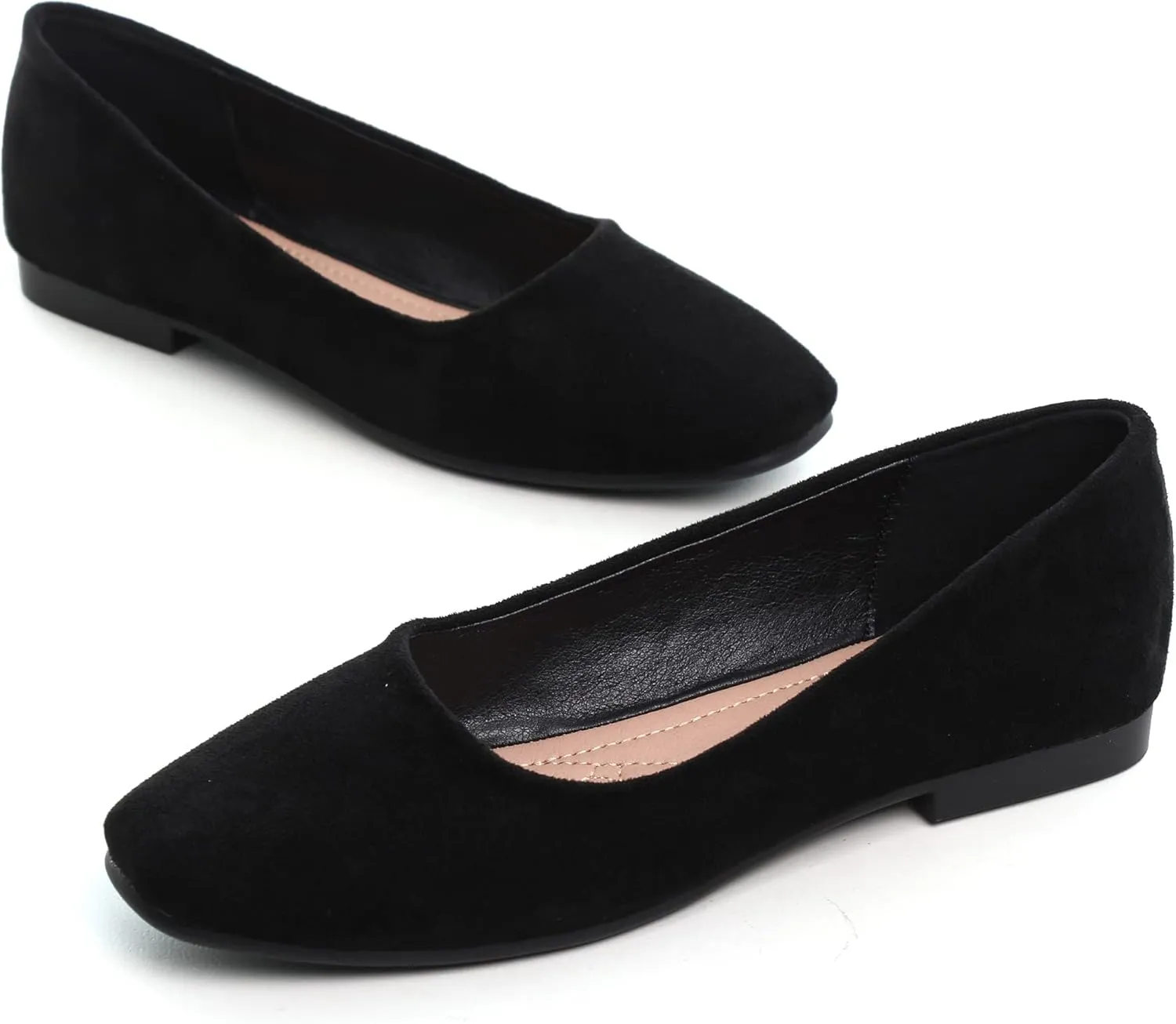 ChaiRong Zhou Women Square Toe Ballets Flats Comfort Slip On Walking Shoes for Driving