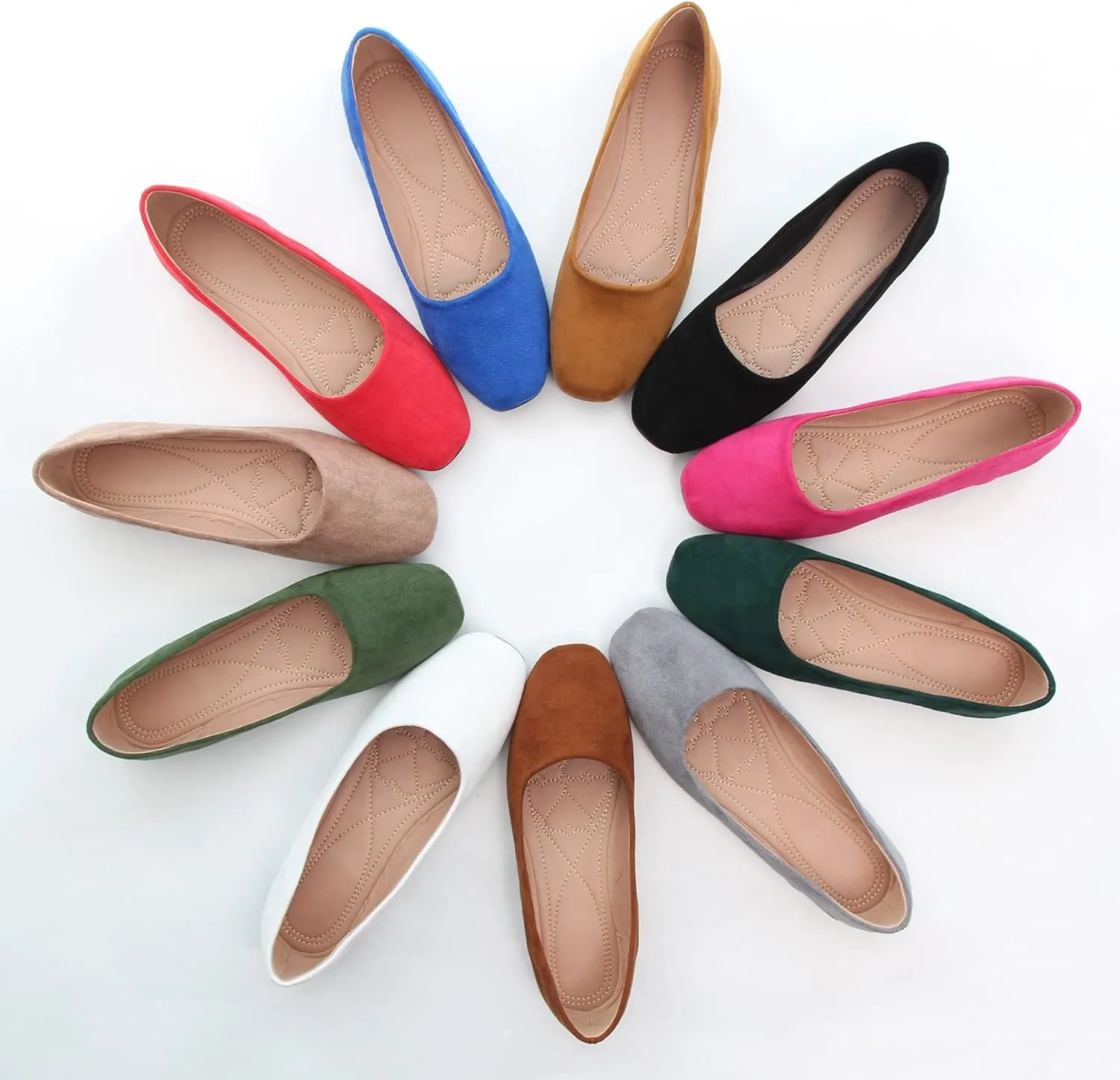 ChaiRong Zhou Women Square Toe Ballets Flats Comfort Slip On Walking Shoes for Driving