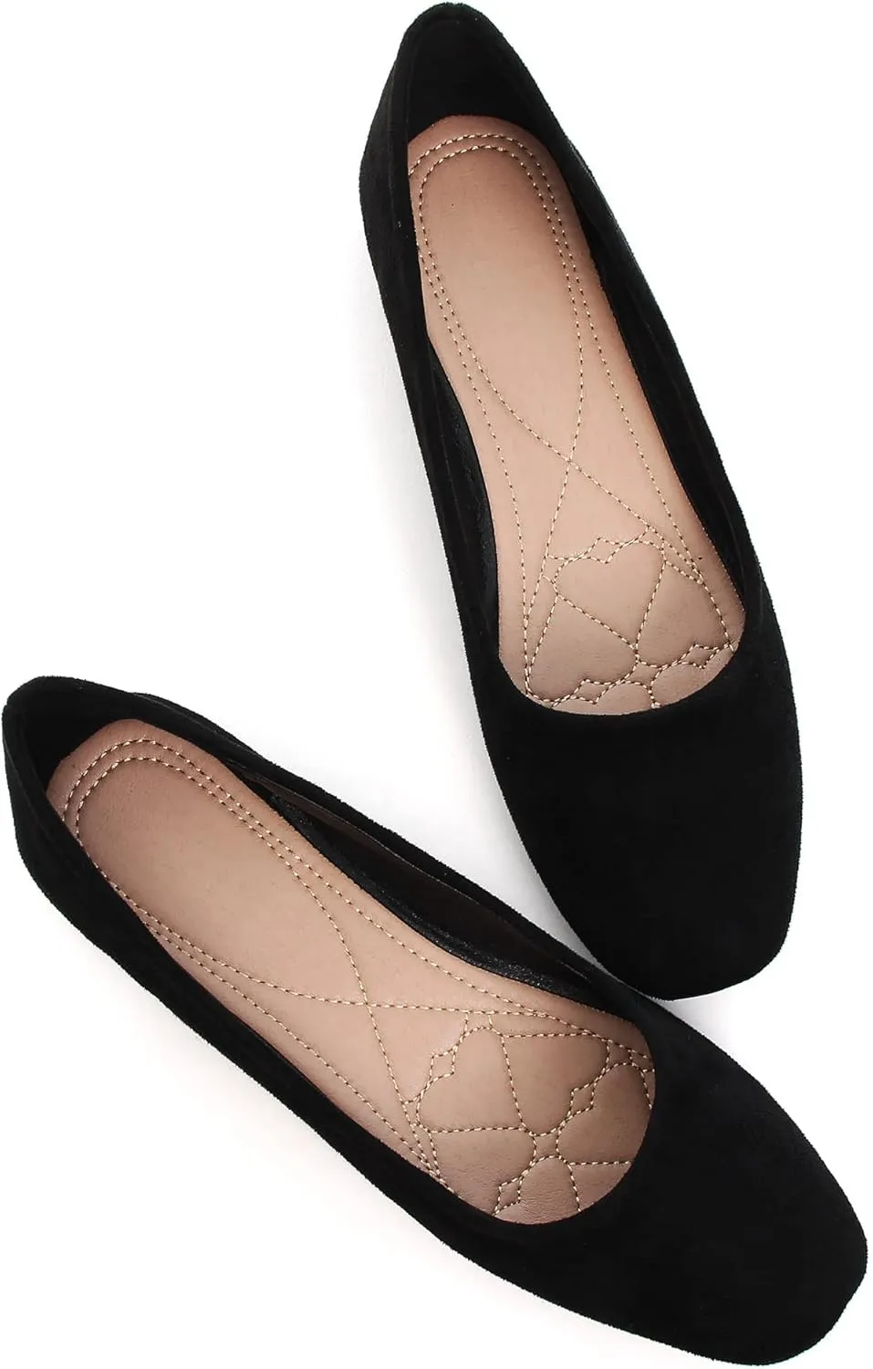 ChaiRong Zhou Women Square Toe Ballets Flats Comfort Slip On Walking Shoes for Driving