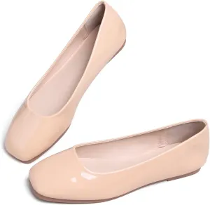 ChaiRong Zhou Women Square Toe Ballets Flats Comfort Slip On Walking Shoes for Driving