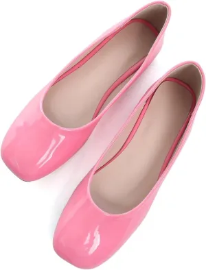 ChaiRong Zhou Women Square Toe Ballets Flats Comfort Slip On Walking Shoes for Driving