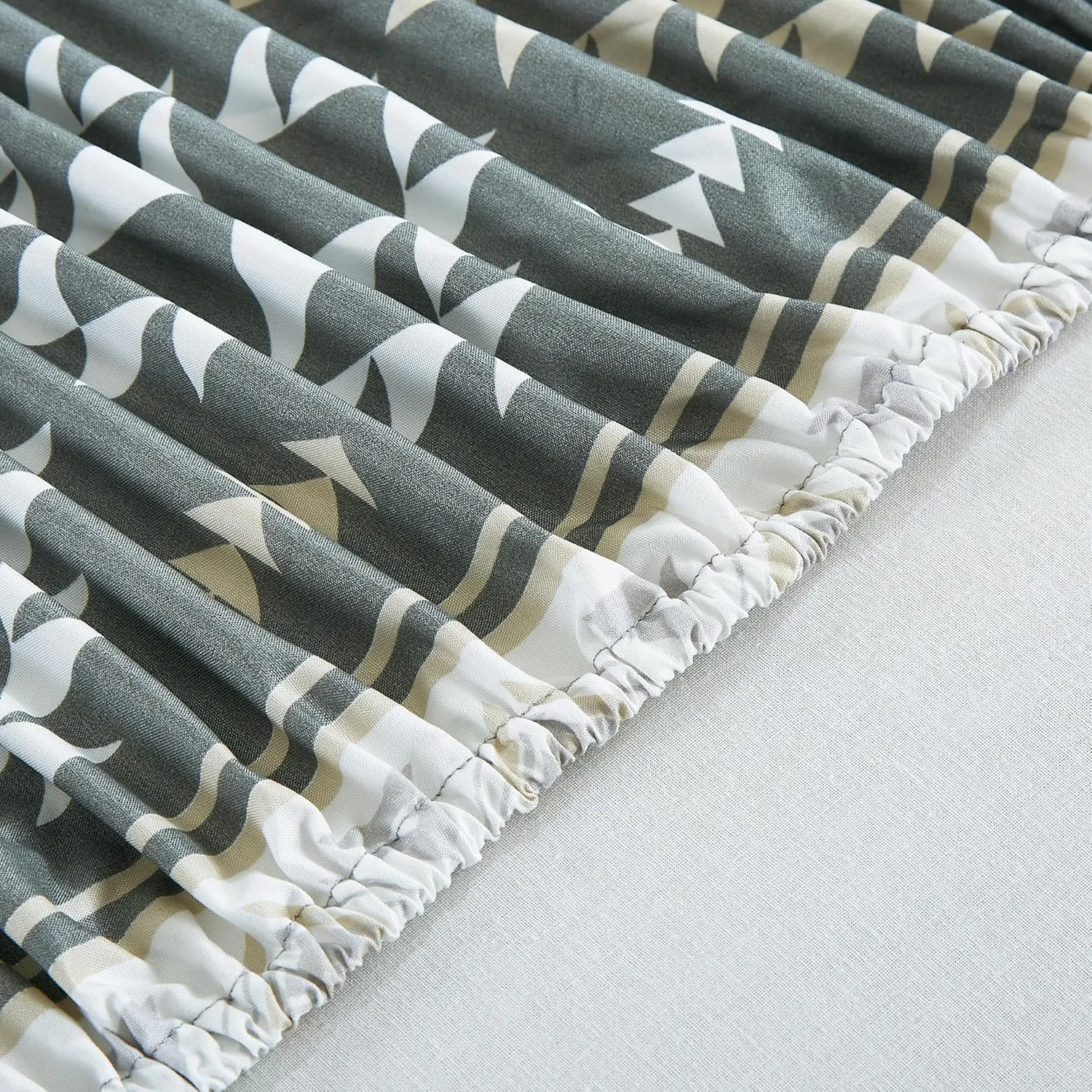 Chezmoi Collection 4-Piece Southwestern Geometric Motif Sheet Set Queen Size - Multicolor Gray White Light Brown Printed Brushed Microfiber Lightweight Breathable Deep Pocket Bed Sheets