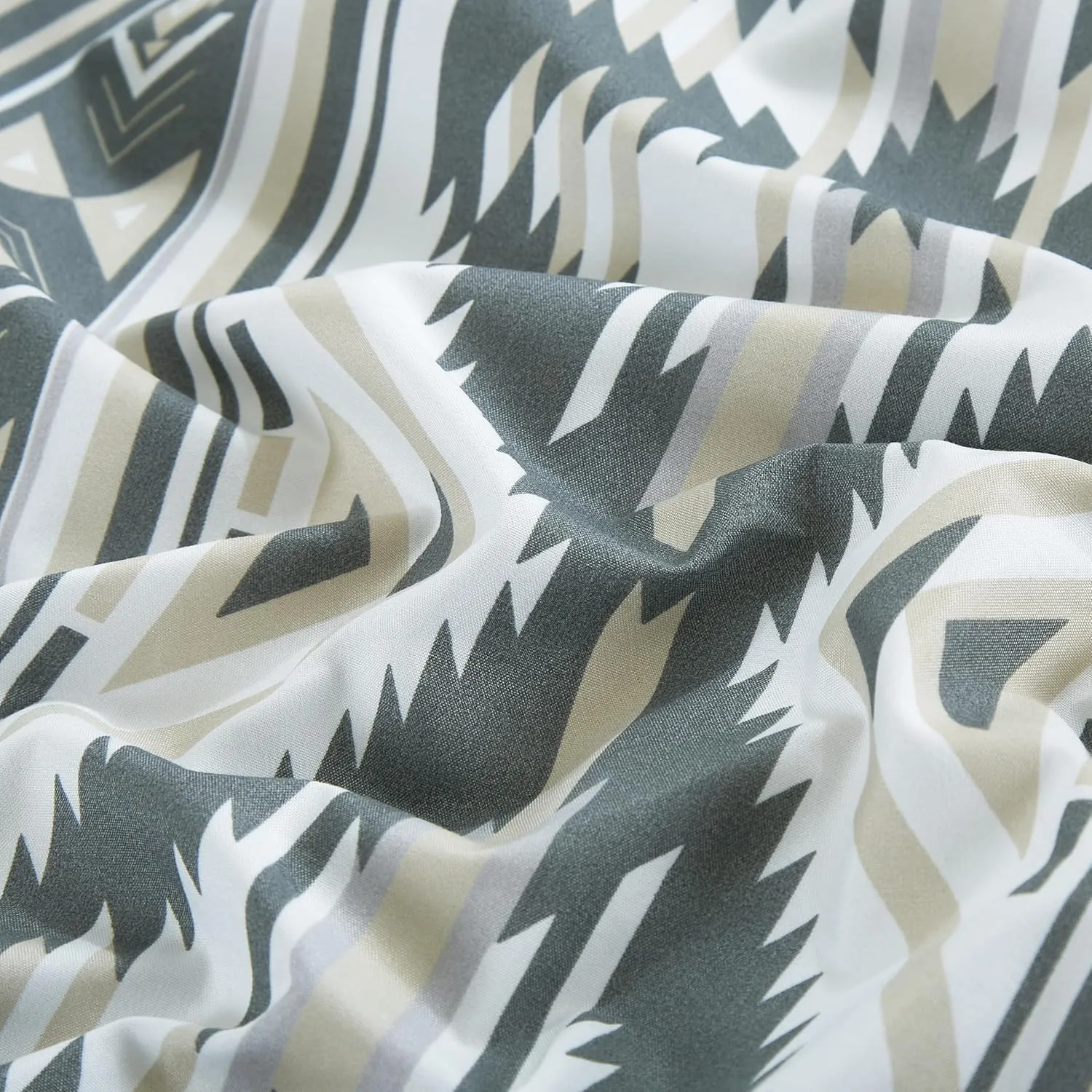 Chezmoi Collection 4-Piece Southwestern Geometric Motif Sheet Set Queen Size - Multicolor Gray White Light Brown Printed Brushed Microfiber Lightweight Breathable Deep Pocket Bed Sheets