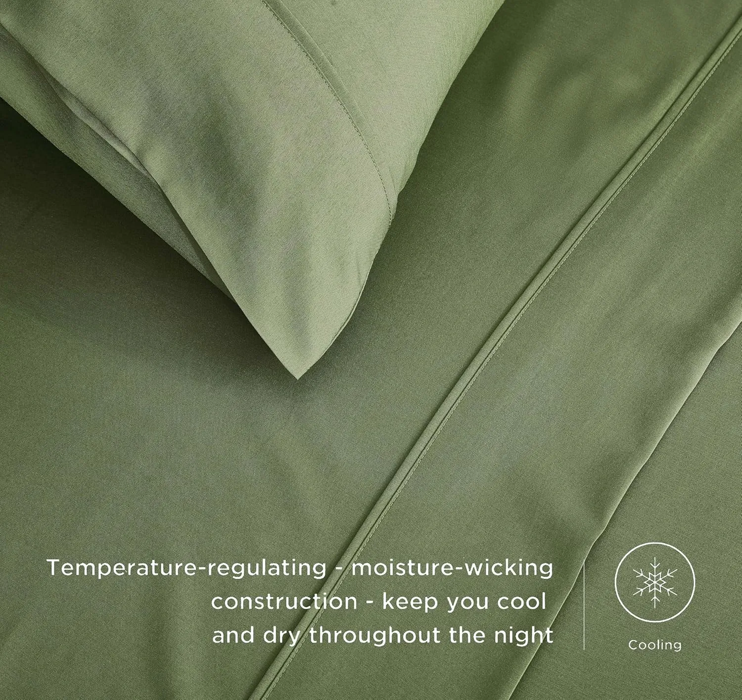 Chezmoi Collection 4-Piece Stone Washed Full Sheet Set - Rayon Derived from Bamboo & Polyester Blended, Breathable & Cooling 15-Inches Deep Pocket Sheets & Pillowcases Set, Olive Green