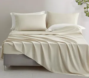 Chezmoi Collection 4-Piece Stone Washed Full Sheet Set - Rayon Derived from Bamboo & Polyester Blended, Breathable & Cooling 15-Inches Deep Pocket Sheets & Pillowcases Set, Sand
