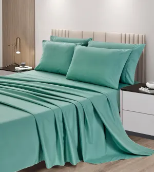 Chezmoi Collection 6-Piece Granite Green Sheet Set King - Extra Soft Breathable Brushed Microfiber Bed Sheets with 15" Deep Pocket & 4 Pillowcases