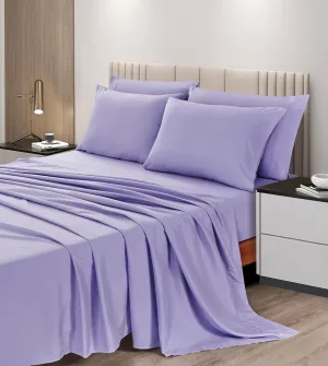 Chezmoi Collection 6-Piece Lavender Sheet Set California King - Extra Soft Breathable Brushed Microfiber Bed Sheets with 15" Deep Pocket & 4 Pillowcases
