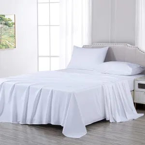 Chezmoi Collection Solid White 250TC 100% Cotton Twill Bed Sheet Set California King Size, 4-Piece Luxury Soft Breathable Smooth 16-Inches Deep Pocket Sheets and Pillowcases Set