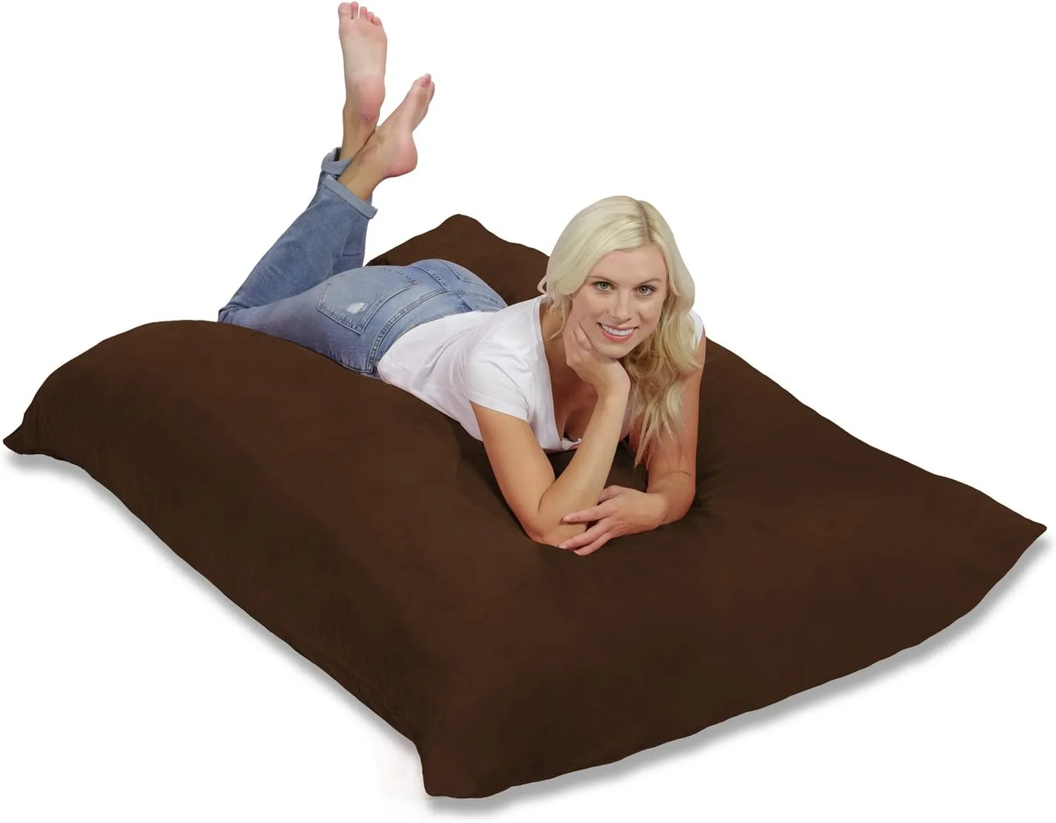 Chill Sack Huge Bean Bag Pillow – Oversized Shredded Foam Filled Lounge Seat, Ultra-Soft, Comfortable for Watching Movies, Yoga, Relaxation – Perfect for Living Room, Bedroom, Dorm, Microsuede - Chocolate
