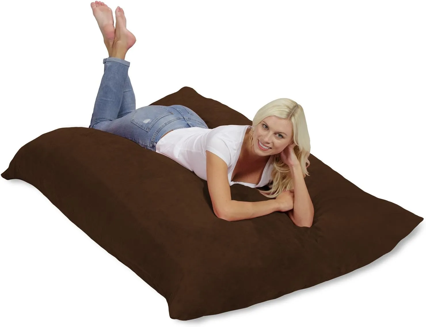 Chill Sack Huge Bean Bag Pillow – Oversized Shredded Foam Filled Lounge Seat, Ultra-Soft, Comfortable for Watching Movies, Yoga, Relaxation – Perfect for Living Room, Bedroom, Dorm, Microsuede - Chocolate