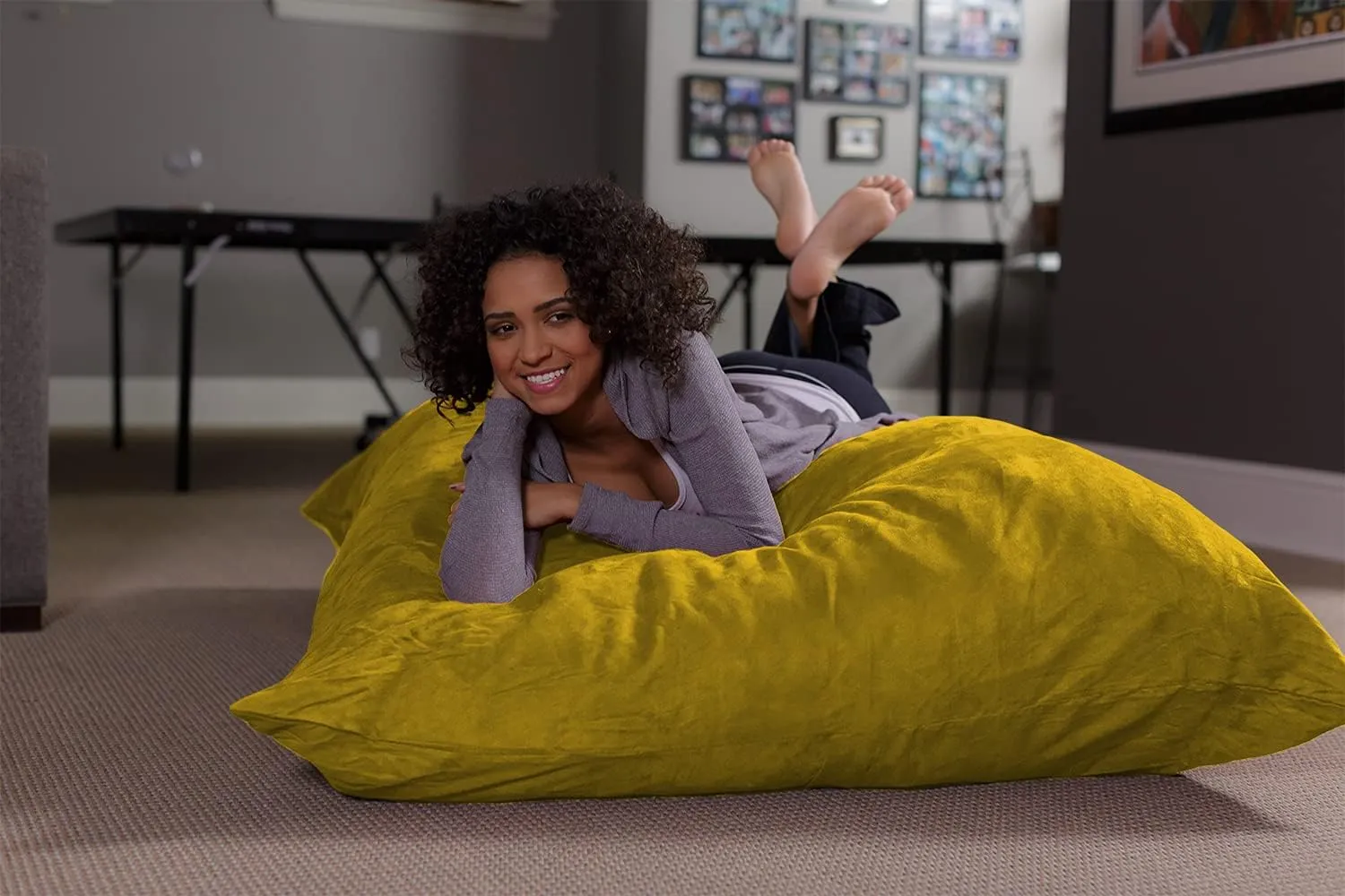 Chill Sack Huge Memory Foam Bean Bag Pillow, Yellow