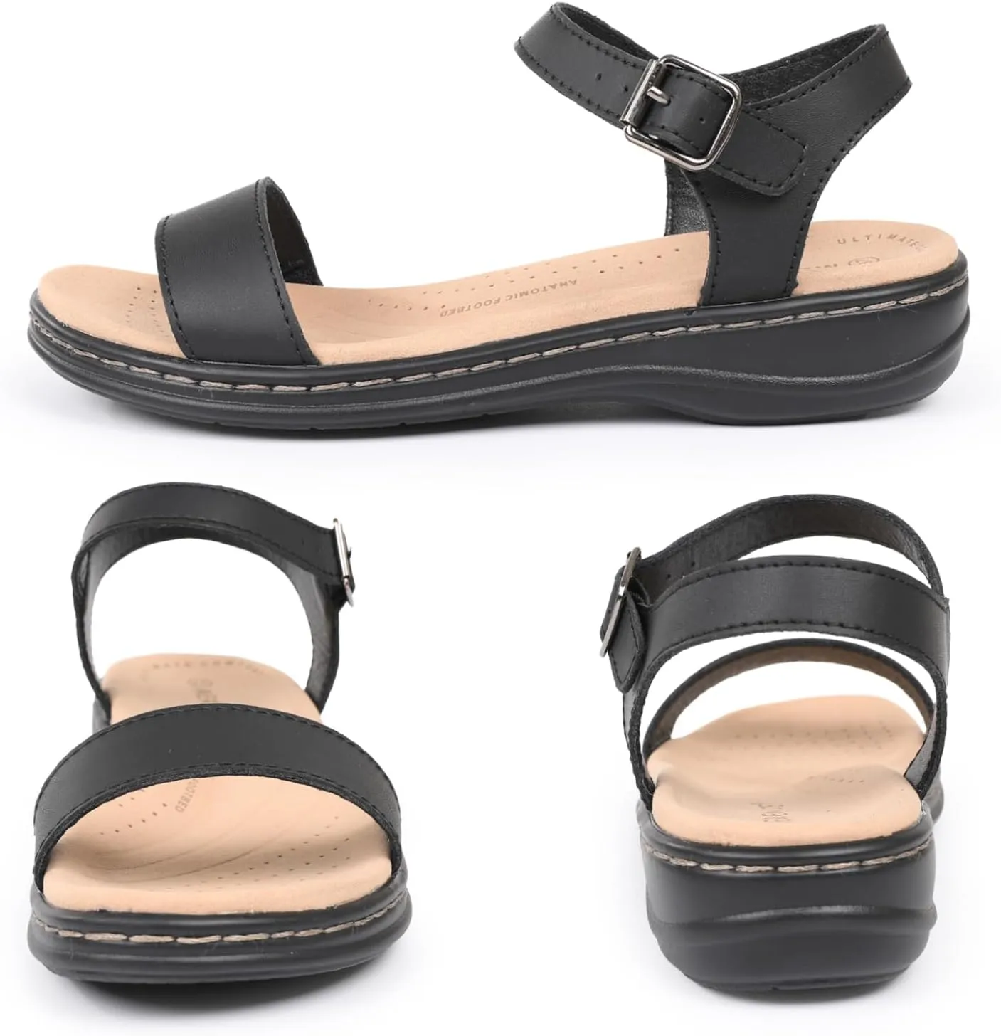 CIOR Leather Women Sandals with Arch Support, Comfortable Memory Foam Summer Beach Sandals Shoes