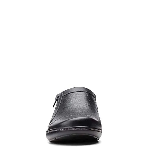 Clarks womens Cora Giny Loafer Flat, Black Tumbled/Smooth Leather, 7 US