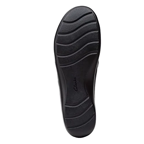 Clarks womens Cora Giny Loafer Flat, Black Tumbled/Smooth Leather, 7 US