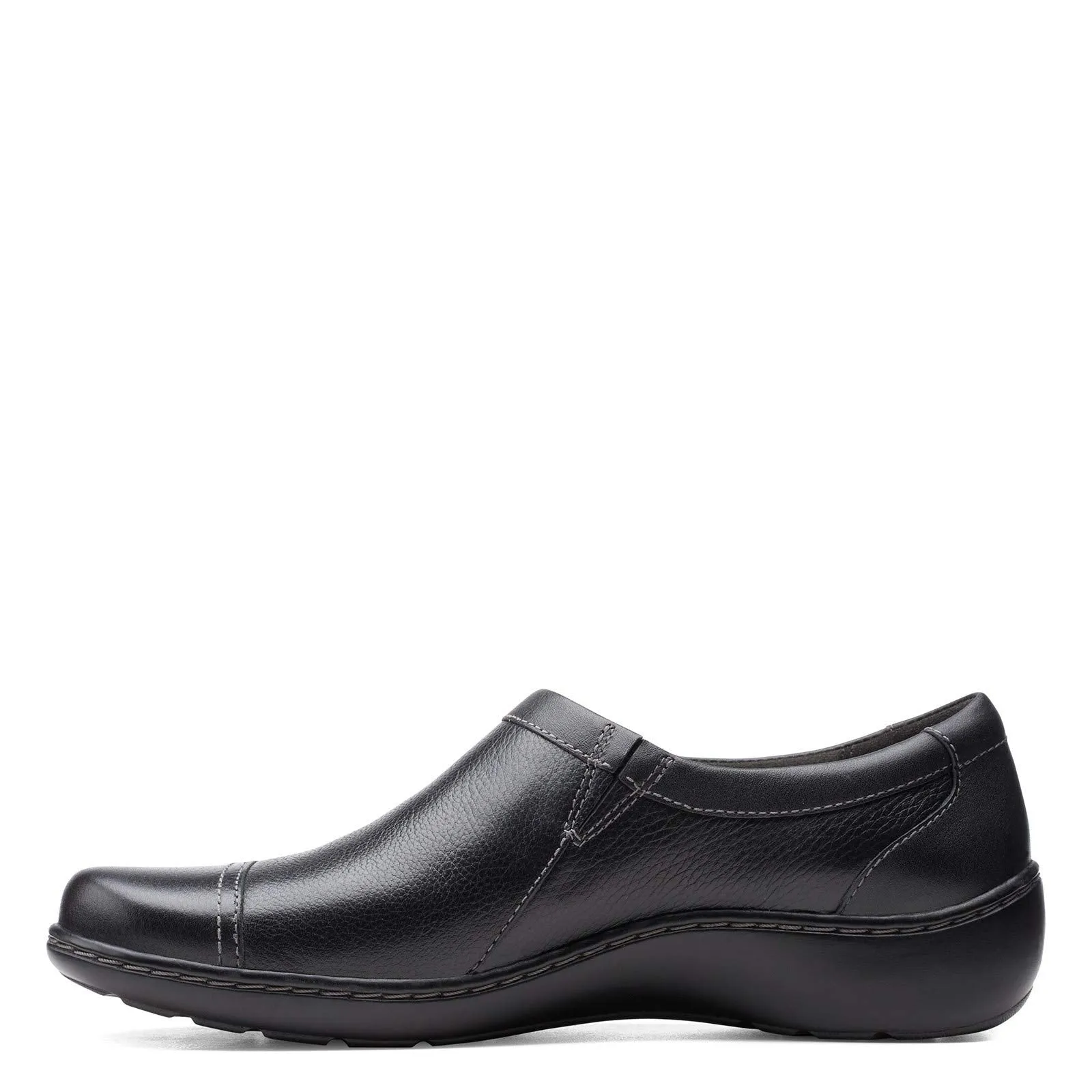 Clarks womens Cora Giny Loafer Flat, Black Tumbled/Smooth Leather, 8.5 US