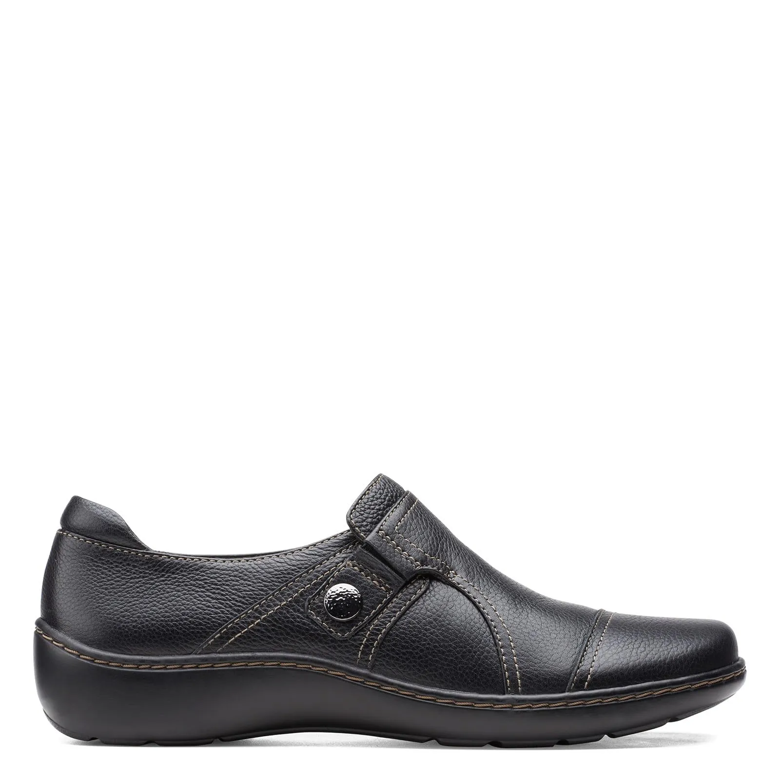 Clarks Women's Cora Poppy Loafer, Black Tumbled, 7.5