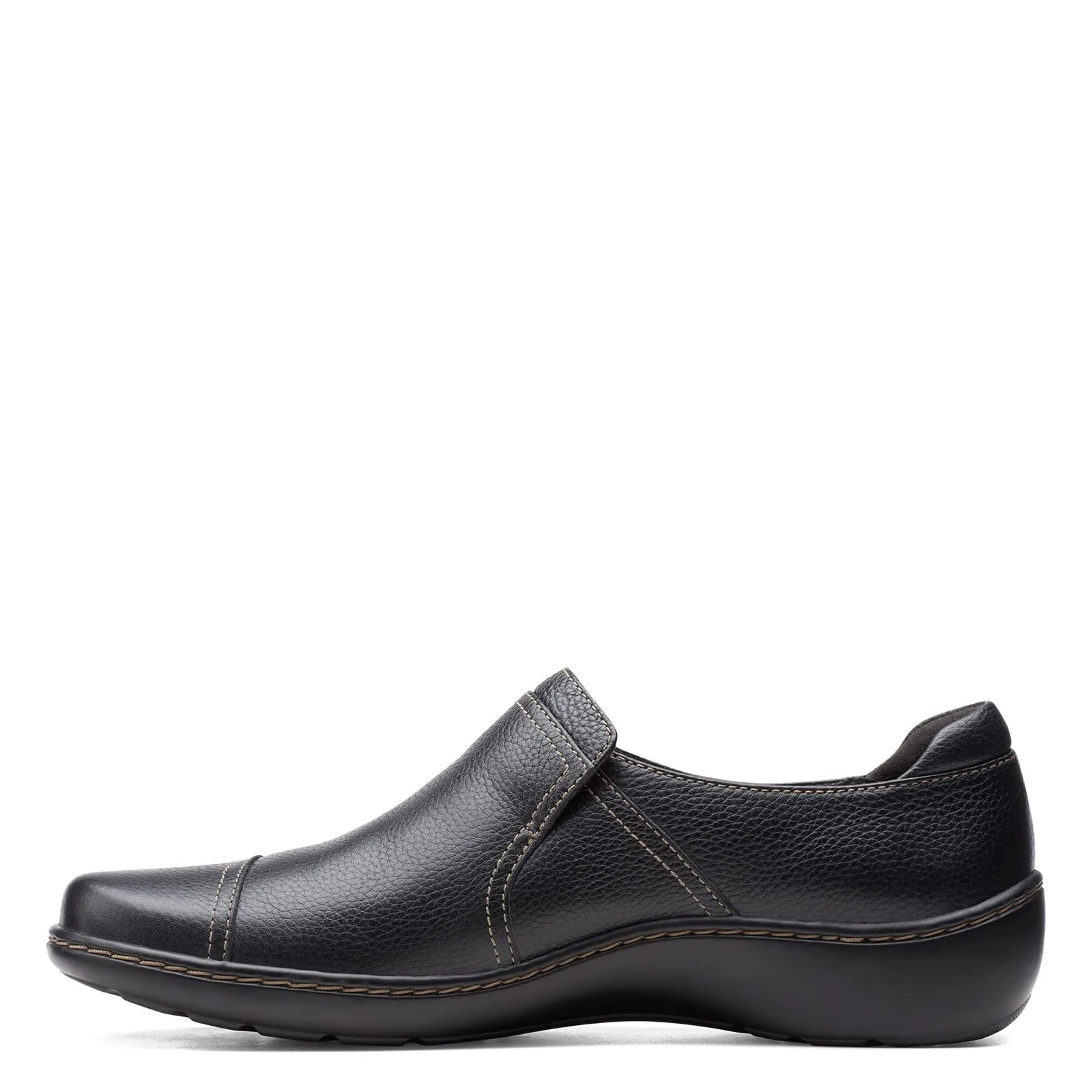 Clarks Women's Cora Poppy Loafer, Black Tumbled, 7.5