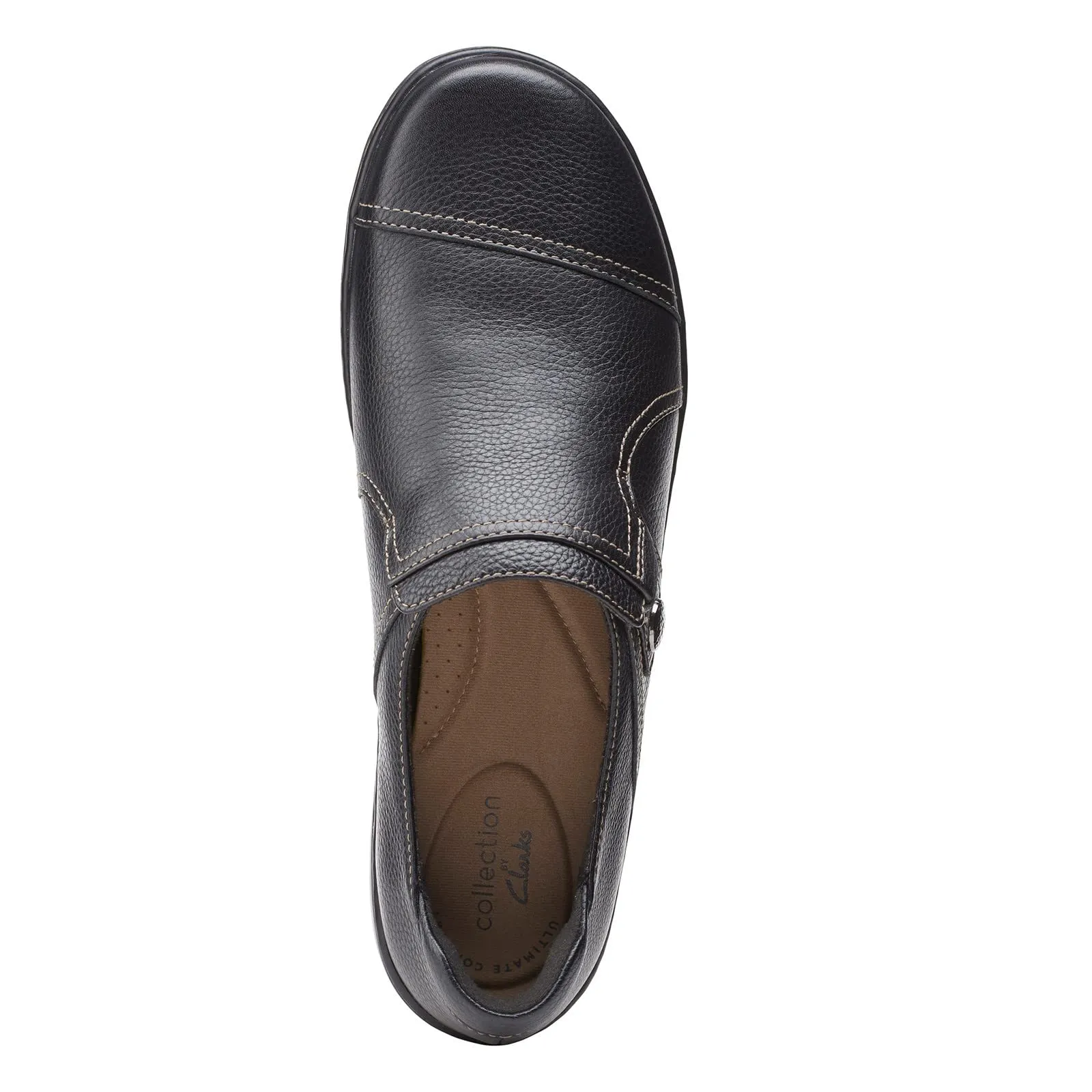 Clarks Women's Cora Poppy Loafer, Black Tumbled, 7.5