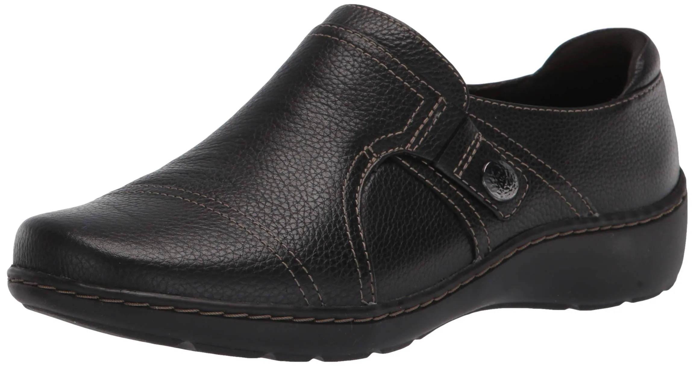 Clarks Women's Cora Poppy Loafer, Black Tumbled, 7.5