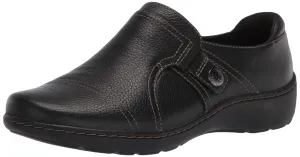 Clarks Women's Cora Poppy Loafer, Black Tumbled, 7.5