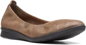 Clarks Women's Jenette Ease Ballet Flat, Pewter, 6.5