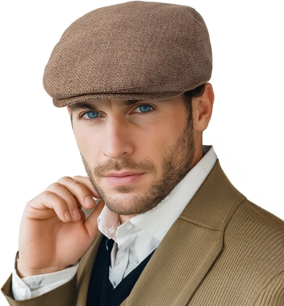 Classic Solid Flat Cap Newsboy Hats for Men Cabbie Driving Scally Adjustable