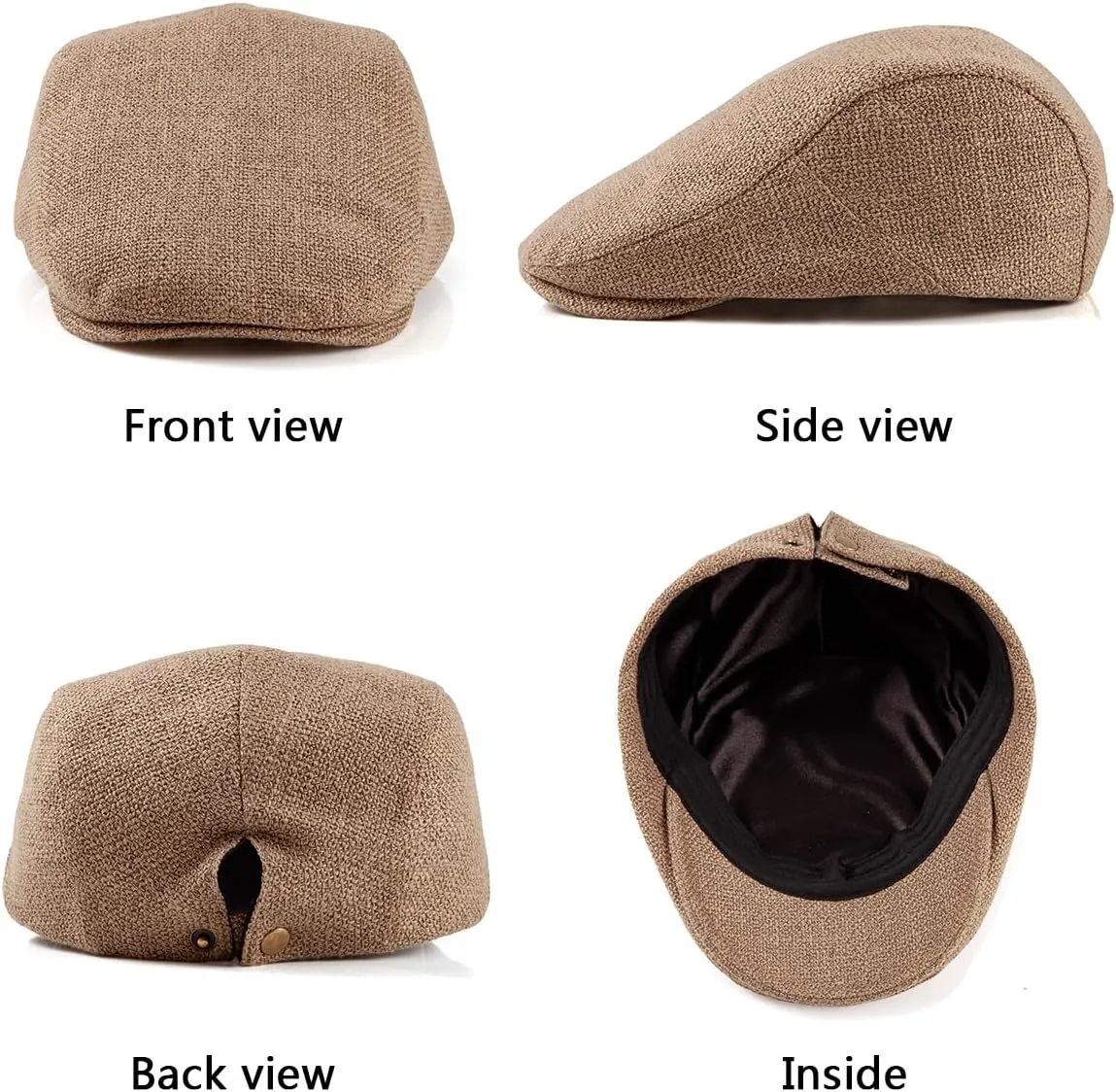 Classic Solid Flat Cap Newsboy Hats for Men Cabbie Driving Scally Adjustable
