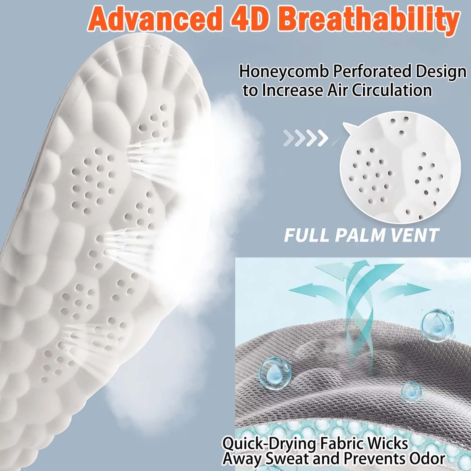 Cloud Soles for Men & Women, 4D Cloud Insoles, Soft Memory Foam, Plantar Fasciitis Relief, Anti Fatigue, Shock Absorption, Foot Pain Relief (Gray, 11-12)