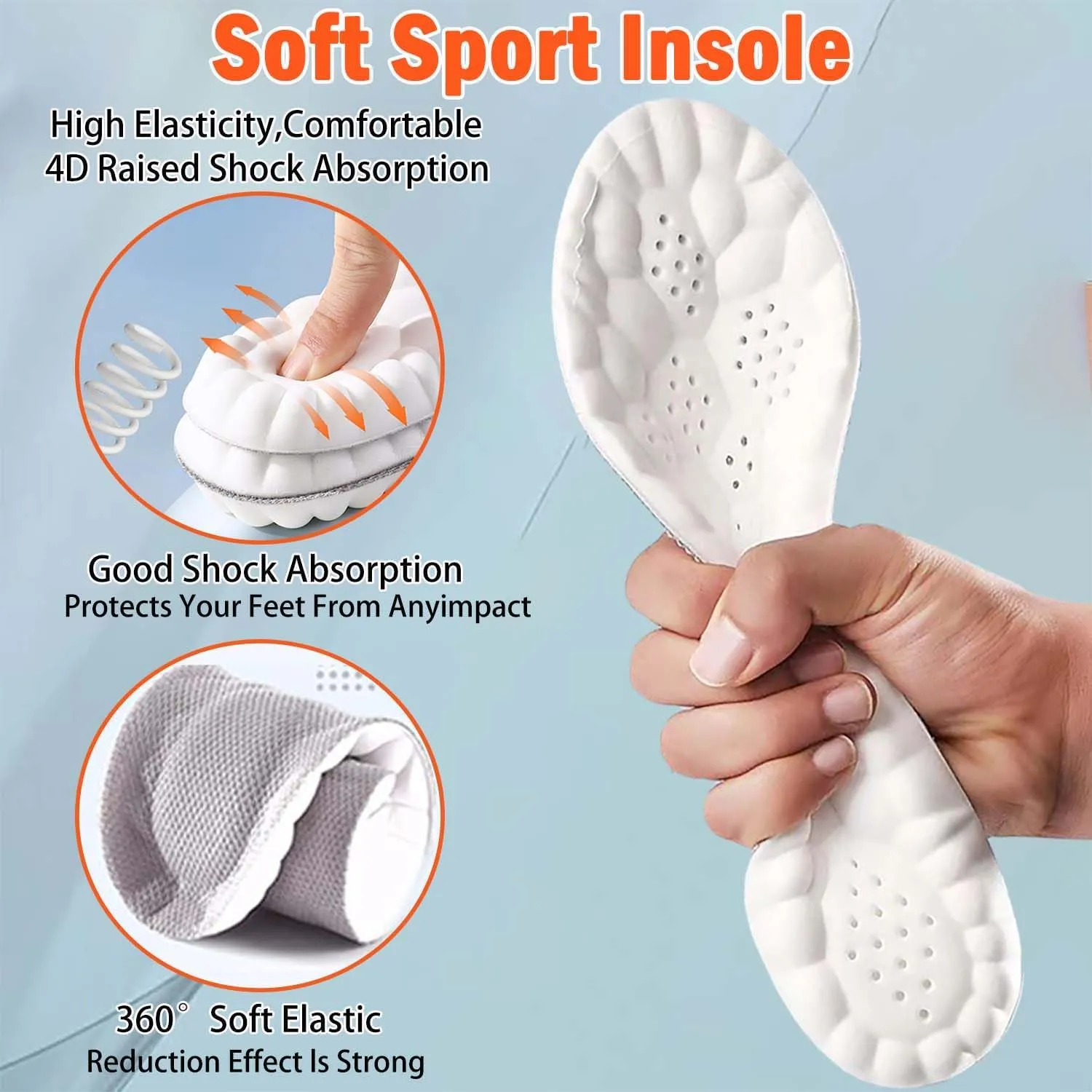 Cloud Soles for Men & Women, 4D Cloud Insoles, Soft Memory Foam, Plantar Fasciitis Relief, Anti Fatigue, Shock Absorption, Foot Pain Relief (Gray, 11-12)